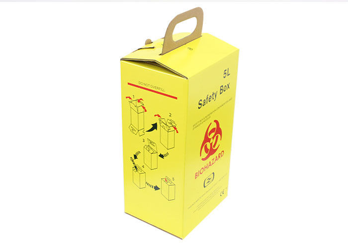 Medical biohazard waste box corrugated paper material Yellow / White Color